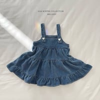 melikey/86. kangkang velvet denim one-piece JS-JM
