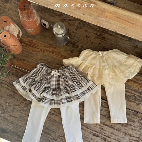 marron/30. check tutu skirt leggings XS-L