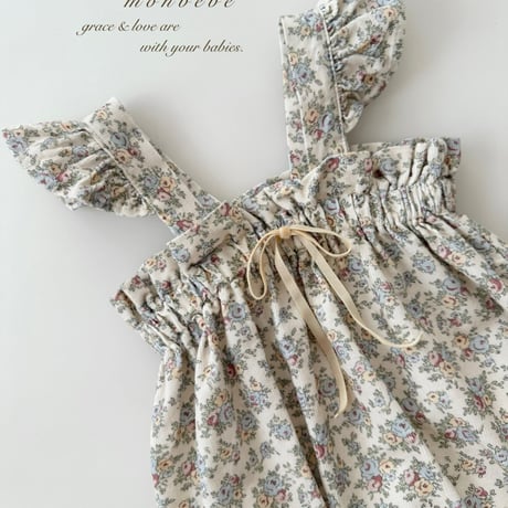 monbebe/40. flower fril suit S(3-12M)-M(12-24M)