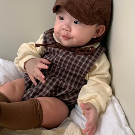 lalaland/75. b check romper 6M-18M