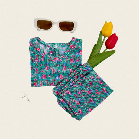 oottbebe/85. flower songe plitch updown set XS(1-2Y)-L(4-5Y)