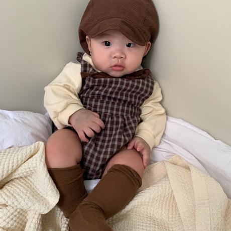 lalaland/75. b check romper 6M-18M