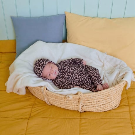 oottbebe/15. (bebe) little leopard FullBody suit bonnet set S(0-6M)-M(6-12M)