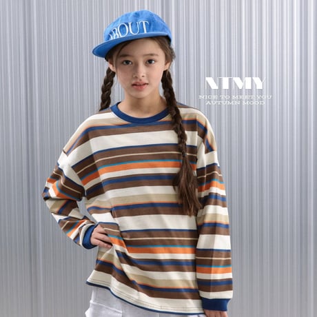 nicetomeetyou/40. border multi T-shirt JS-JL