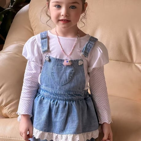 aiai/13. lovely heart denim overalls 90-130