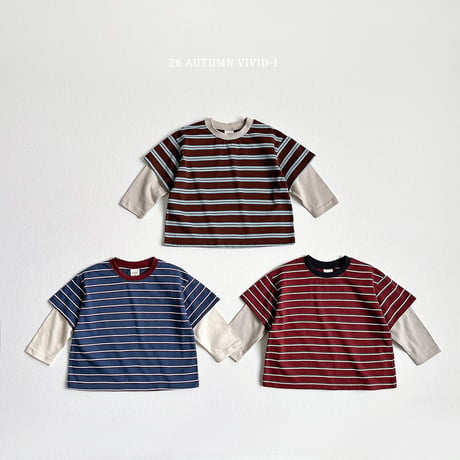 vividi/81. stripe double T-shirt XS-XL