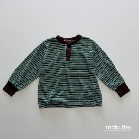 andbutter/31. Stripe Henley T-Shirt S-XL