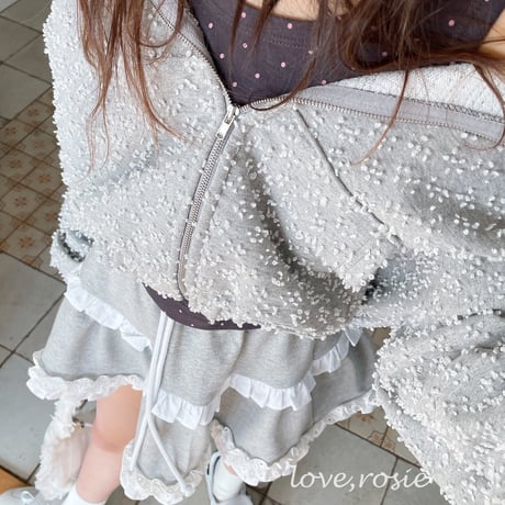 loverosie/9. popcorn hood short zipup L-XL