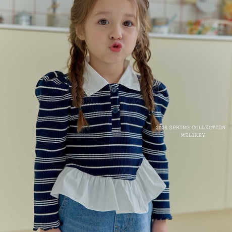melikey/35. oblique fril collar T-shirt XS-XL