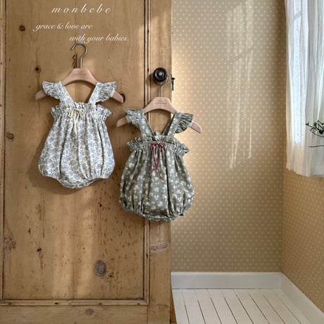 monbebe/40. flower fril suit S(3-12M)-M(12-24M)