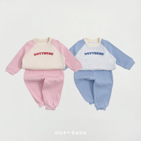 oottbebe/49. lettering waffle updown set XS(1-2Y)-XL(6-7Y)