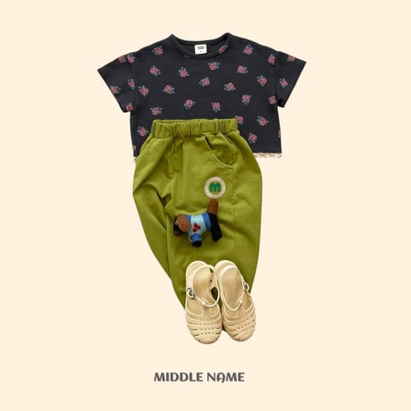 middlename/5. vintage flower waffle T-shirt S-XL