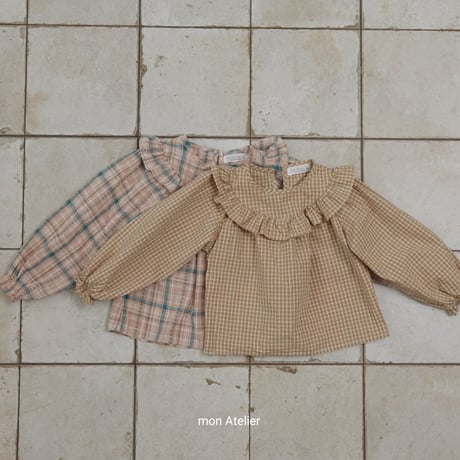 monatelier/18. check fril blouse S-2XL