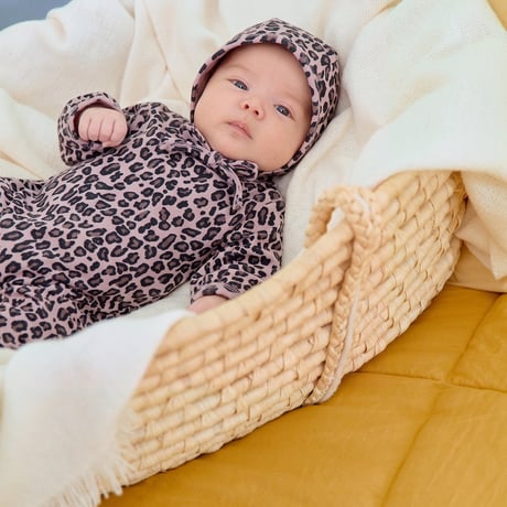 oottbebe/15. (bebe) little leopard FullBody suit bonnet set S(0-6M)-M(6-12M)