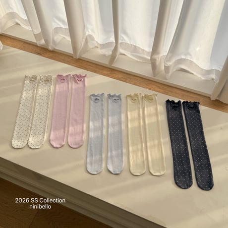 ninibello/126. ACC) dot heart punching knee socks FREE