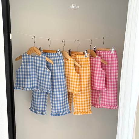 ohho/17. gingham fril pants S-2XL