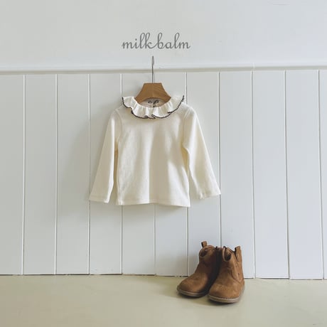 milkbalm/18. picot fril T-shirt XS-XL