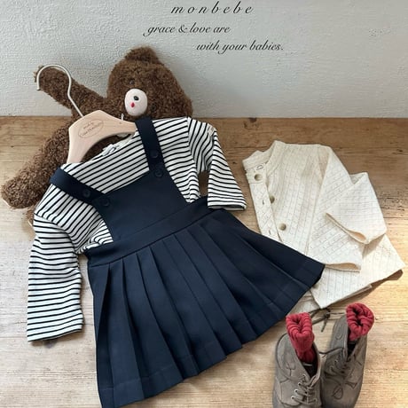 monbebe/9. rui pleated overalls skirt S(1-2Y)-XL(7-8Y)