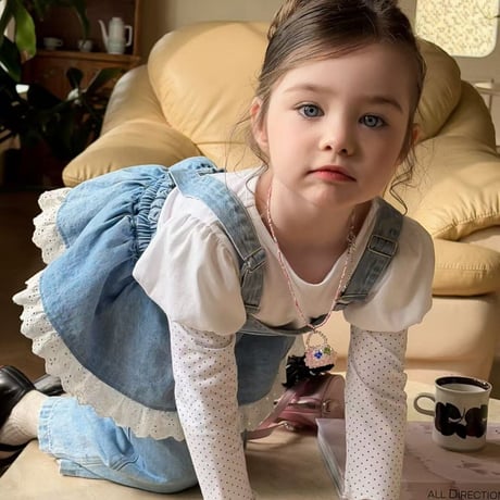 aiai/13. lovely heart denim overalls 90-130