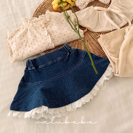 valubebe/25. lace denim skirt 6M-S