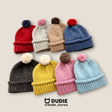 dudie/100. pompom knit hat FREE(48-52CM)