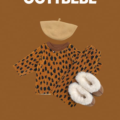 oottbebe/3. velvet leopard plitch updown set XS(0-1Y)-XL(4-5Y)