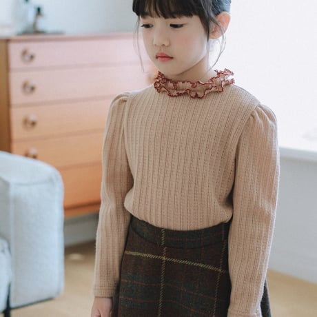 monatelier/20. amel two color fril T-shirt S-2XL