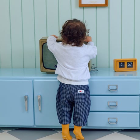 oottbebe/22. denim check pants XS(0-1Y)-XL(4-5Y)