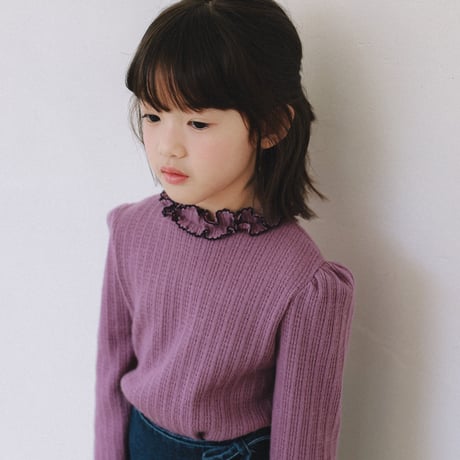 monatelier/20. amel two color fril T-shirt S-2XL