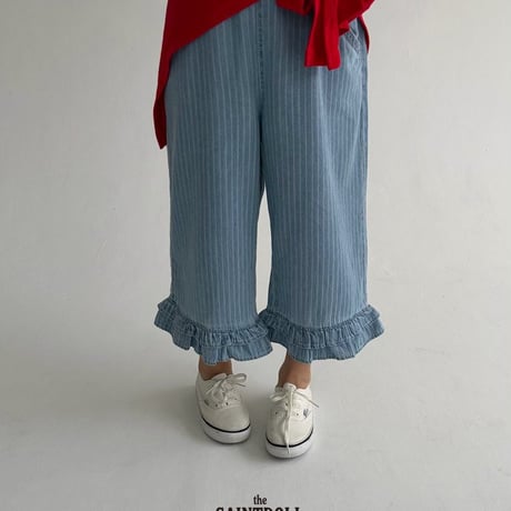 saintdoll/103. peuty fril denim pants ADULT