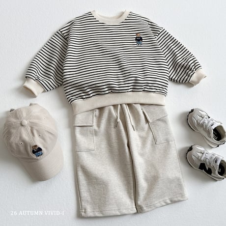 vividi/175. stripe bear embroidery updown  XS-XL