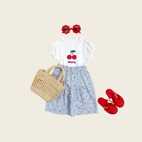 oottbebe/80. cherry stripe pants XS(1-2Y)-XL(6-7Y)