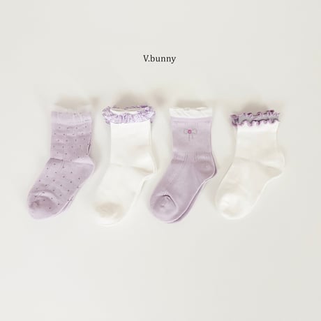 vbunny/76. raven fril socks set M(130-150)-XL(180-210)