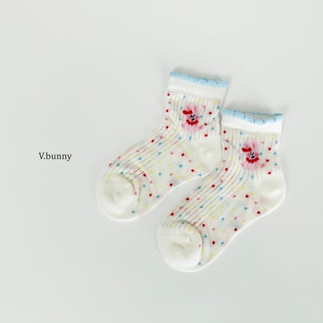 vbunny/86. flower dot socks set M(130-150)-XL(180-210)
