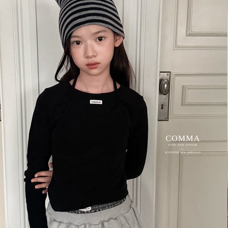 comma/92. oblique rayerd T-shirt 140-150
