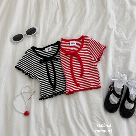 secondmoment/70. dangara ribbon T-shirt JS-JL