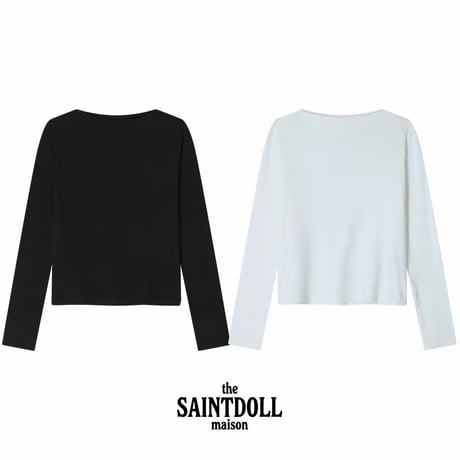 saintdoll/5. lapping boat neck T-shirt S-L