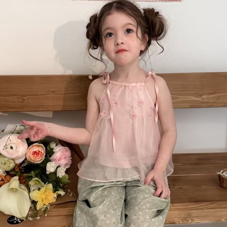 aiai/91. peach shephon flower blouse 90-130