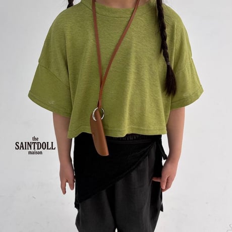 saintdoll/25. linen crop T-shirt S-XL