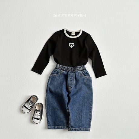vividi/158. ribbon heart span T-shirt JS-JM