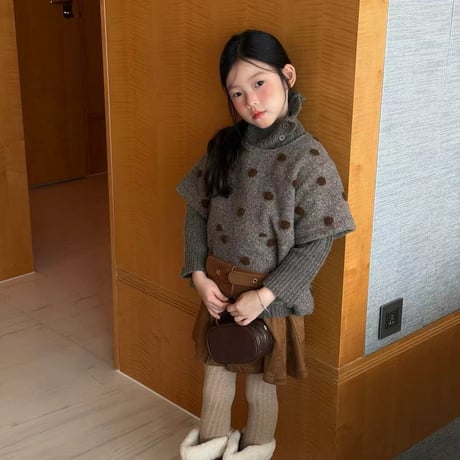 dadada/3. cocoa knit poncho set M-XL