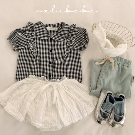 valubebe/95. half check blouse 6M-S