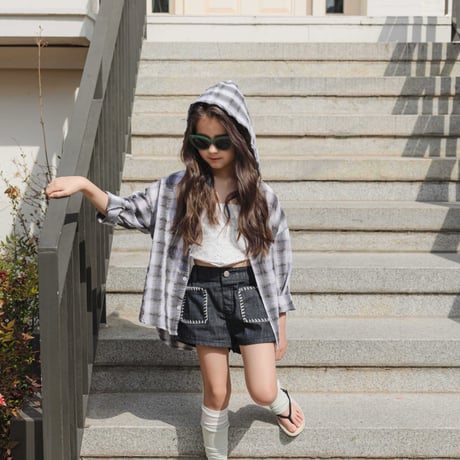 urbanrabbit/49. Check Hood Shirt Jacket JS-JM