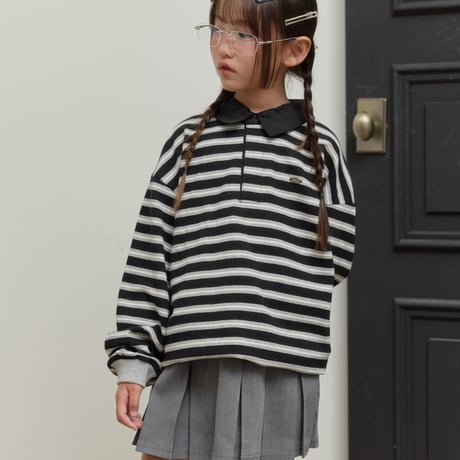 sm2/5. stripe shirts collar T-shirt 9-17