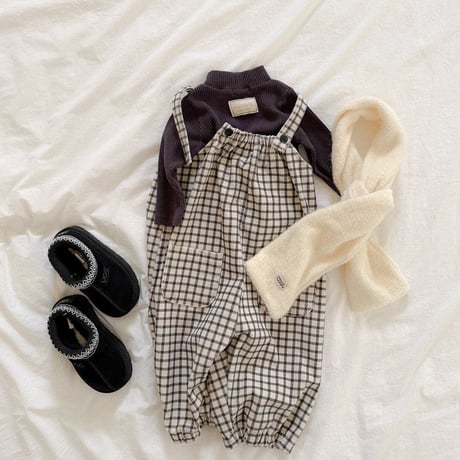 onu/29. check shirring overalls  BABY(12M)-M(4-5Y)