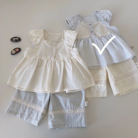 aiai/44. butter cream lovely updown set S(6M-2Y)-XL(4-5Y)