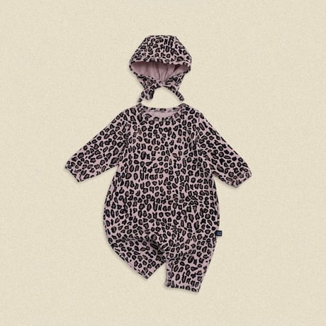 oottbebe/15. (bebe) little leopard FullBody suit bonnet set S(0-6M)-M(6-12M)