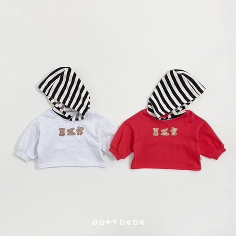 oottbebe/48. 3bears hood man-to-man XS(1-2Y)-XL(6-7Y)