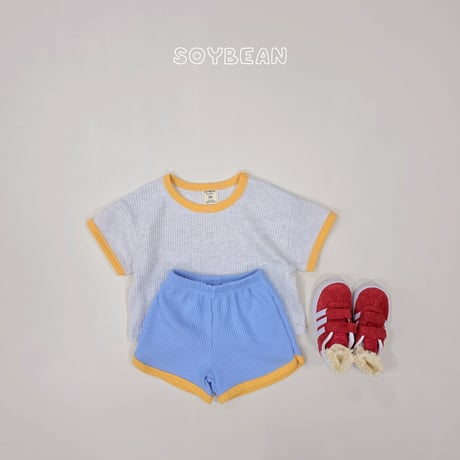 soybean/135. plan ) color mix waffle updown set XS-XL