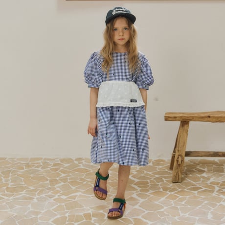 bymimi/69. check embroidery one-piece S-XL